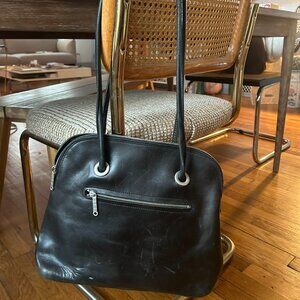 Bree Black Leather Shoulder Bag / Tote (Vintage)
